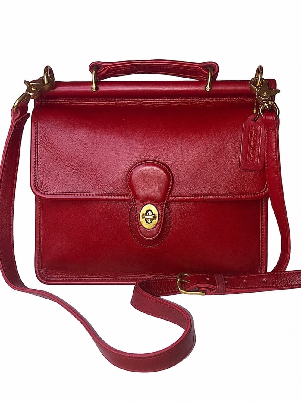 Vintage COACH WILLIS Red Glove Tanned Top Handle Crossbody Bag 9927 USA COA